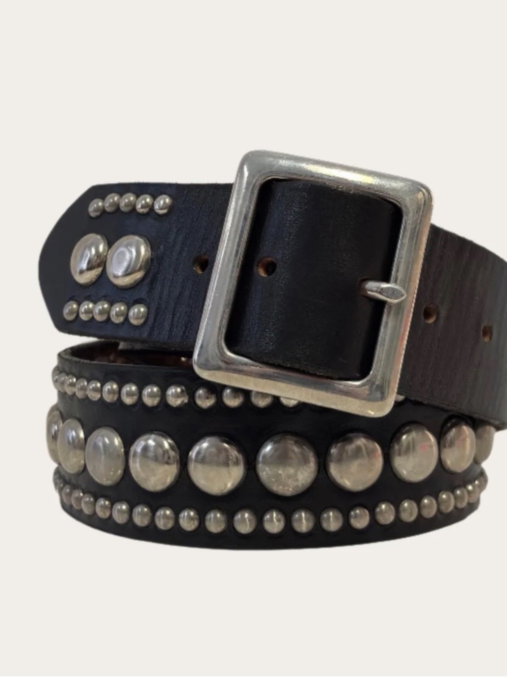 AMAZING Black Studded Leather Belt with Silver Hardware by LTHRWRKS